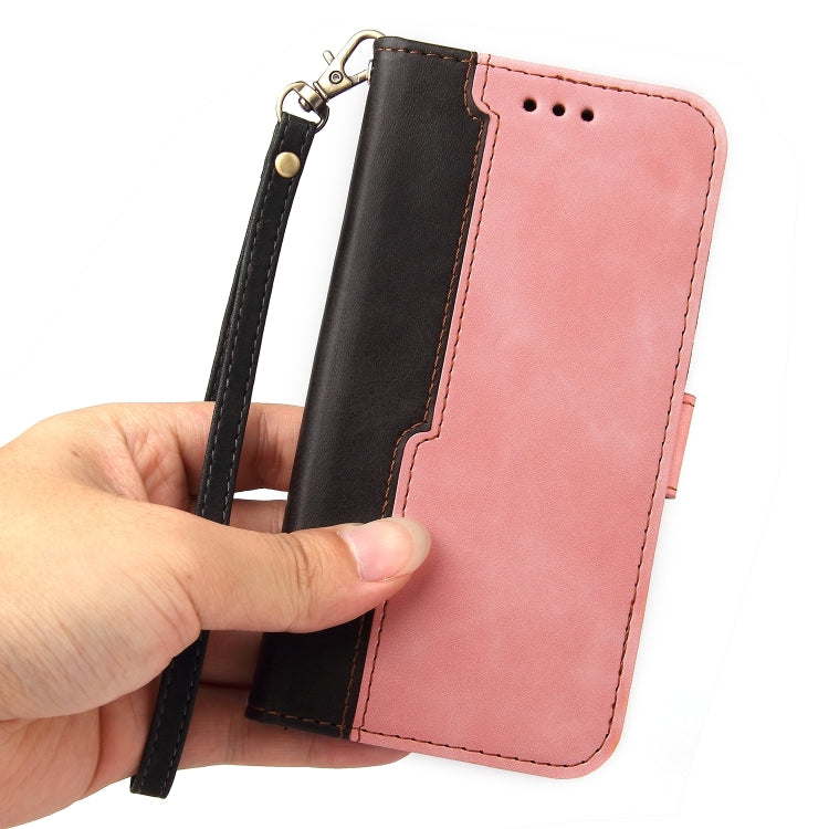 For Samsung Galaxy A03s 166mm Business Stitching-Color Horizontal Flip PU Leather Case with Holder & Card Slots & Photo Frame