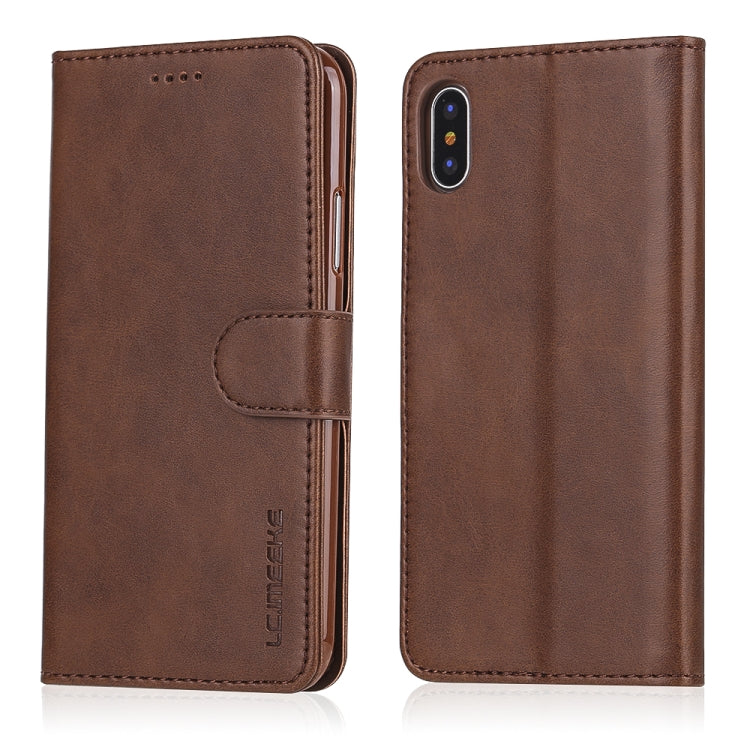 For iPhone XR LC.IMEEKE Calf Texture Horizontal Flip Leather Case with Holder & Card Slots & Wallet