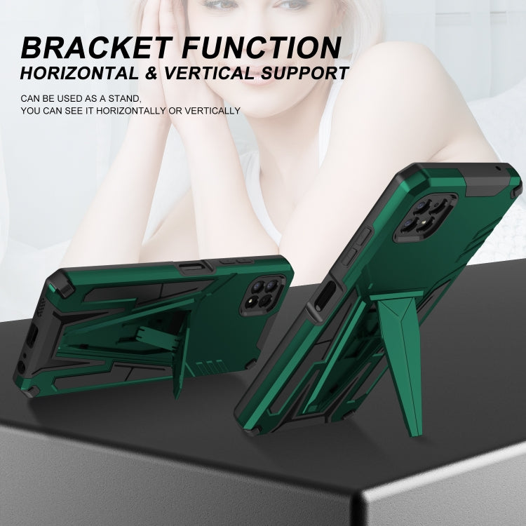 For Samsung Galaxy A22 5G Super V Armor PC + TPU Shockproof Case with Invisible Holder