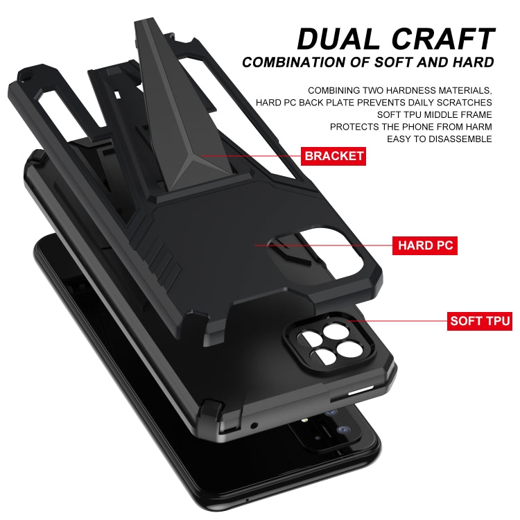 For Samsung Galaxy A22 5G Super V Armor PC + TPU Shockproof Case with Invisible Holder