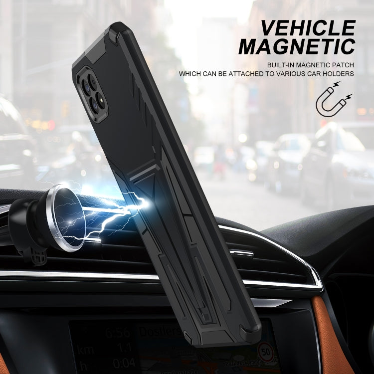 For Samsung Galaxy A22 5G Super V Armor PC + TPU Shockproof Case with Invisible Holder