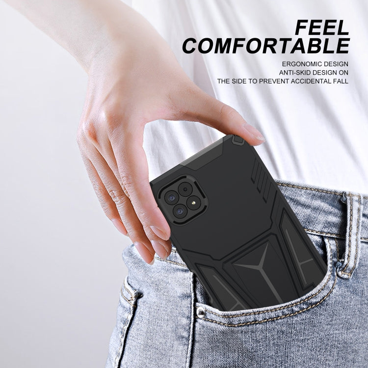 For Samsung Galaxy A22 5G Super V Armor PC + TPU Shockproof Case with Invisible Holder