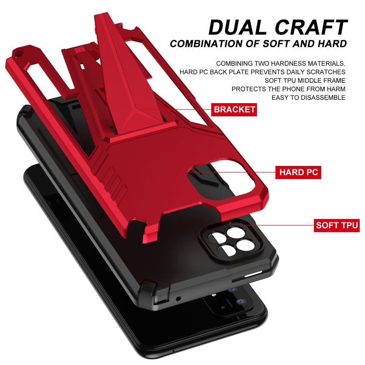 For Samsung Galaxy A22 5G Super V Armor PC + TPU Shockproof Case with Invisible Holder