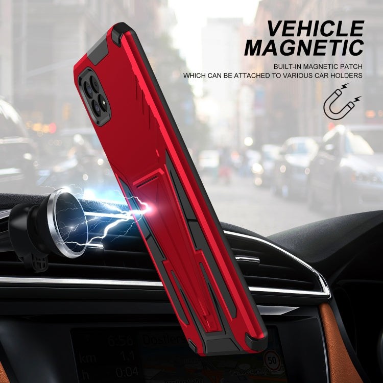 For Samsung Galaxy A22 5G Super V Armor PC + TPU Shockproof Case with Invisible Holder