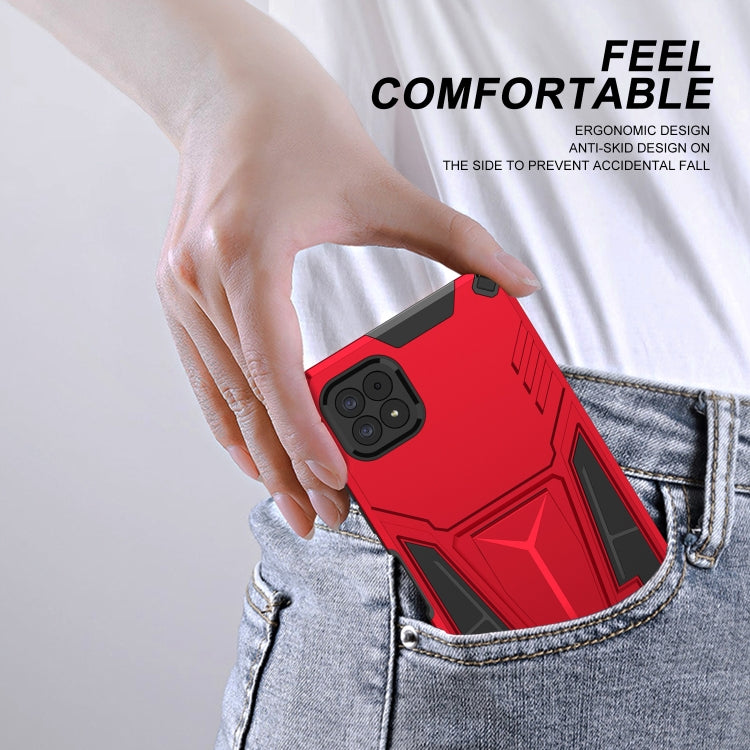 For Samsung Galaxy A22 5G Super V Armor PC + TPU Shockproof Case with Invisible Holder