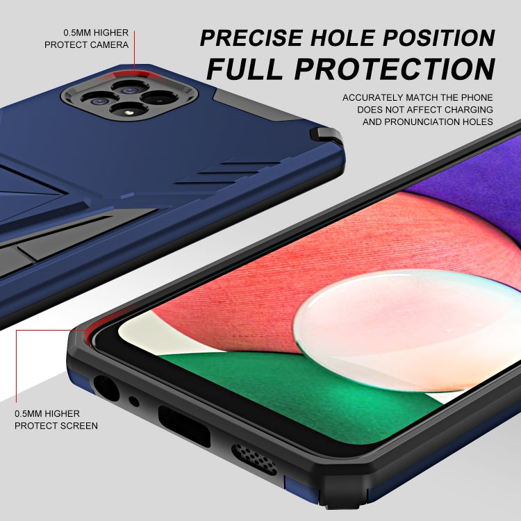 For Samsung Galaxy A22 5G Super V Armor PC + TPU Shockproof Case with Invisible Holder