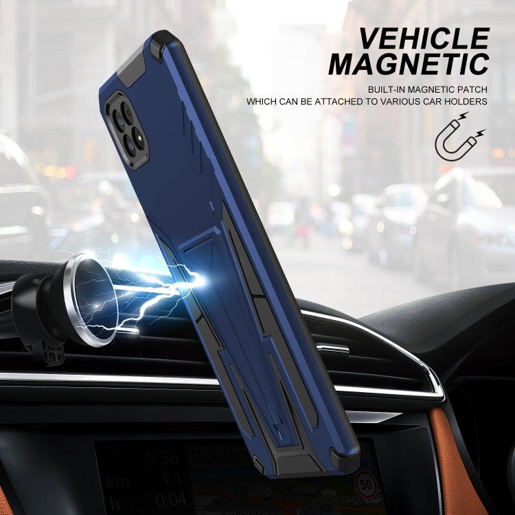 For Samsung Galaxy A22 5G Super V Armor PC + TPU Shockproof Case with Invisible Holder
