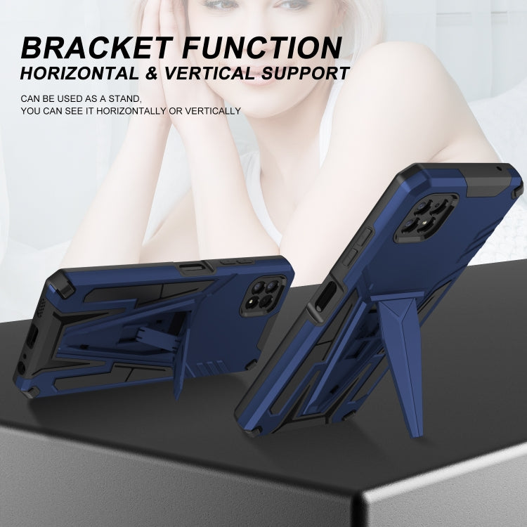 For Samsung Galaxy A22 5G Super V Armor PC + TPU Shockproof Case with Invisible Holder