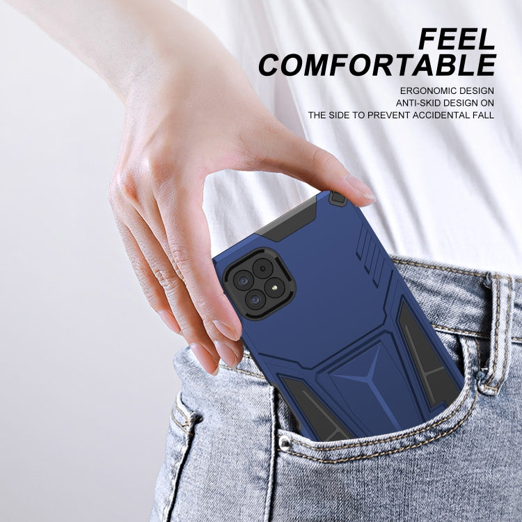For Samsung Galaxy A22 5G Super V Armor PC + TPU Shockproof Case with Invisible Holder