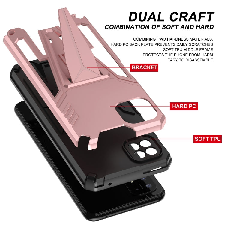 For Samsung Galaxy A22 5G Super V Armor PC + TPU Shockproof Case with Invisible Holder