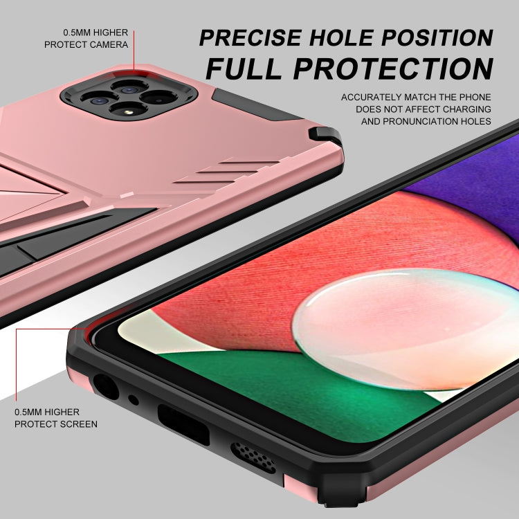 For Samsung Galaxy A22 5G Super V Armor PC + TPU Shockproof Case with Invisible Holder
