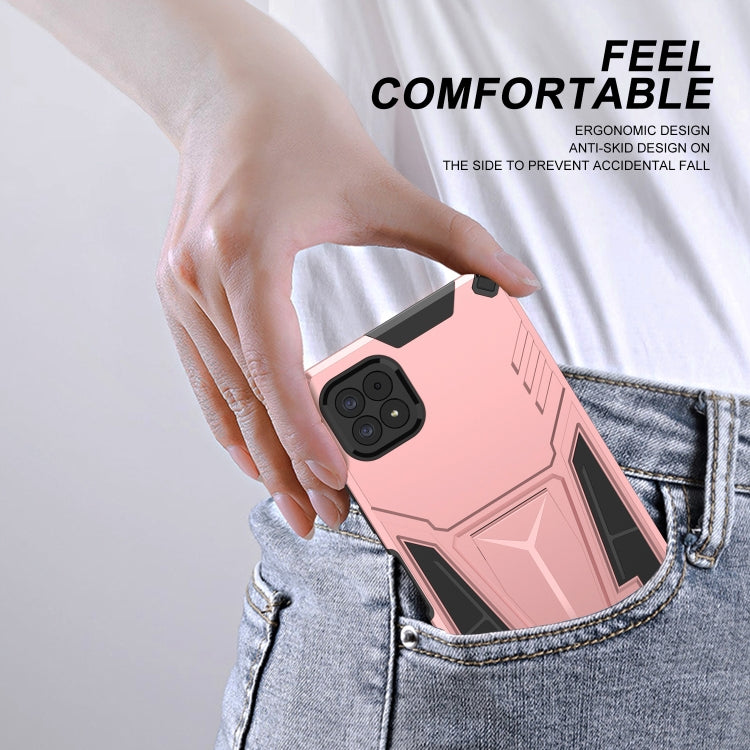 For Samsung Galaxy A22 5G Super V Armor PC + TPU Shockproof Case with Invisible Holder