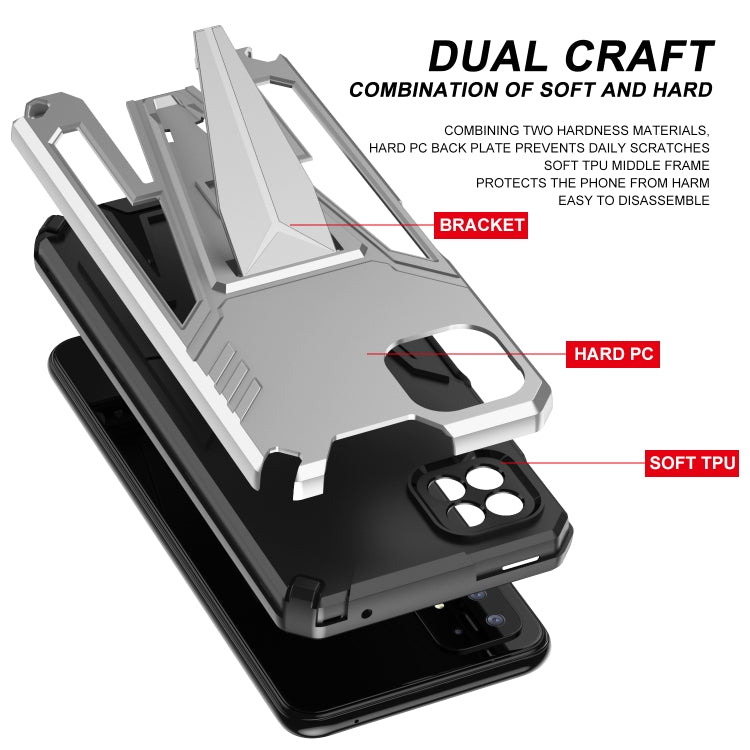 For Samsung Galaxy A22 5G Super V Armor PC + TPU Shockproof Case with Invisible Holder