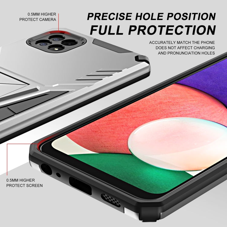 For Samsung Galaxy A22 5G Super V Armor PC + TPU Shockproof Case with Invisible Holder