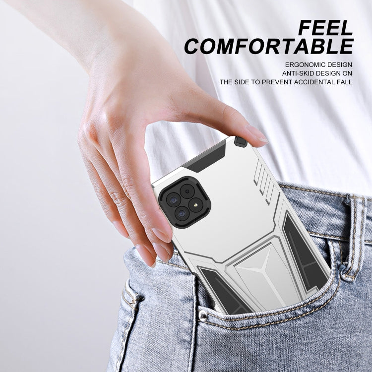For Samsung Galaxy A22 5G Super V Armor PC + TPU Shockproof Case with Invisible Holder