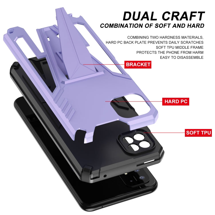 For Samsung Galaxy A22 5G Super V Armor PC + TPU Shockproof Case with Invisible Holder