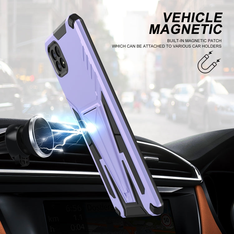 For Samsung Galaxy A22 5G Super V Armor PC + TPU Shockproof Case with Invisible Holder