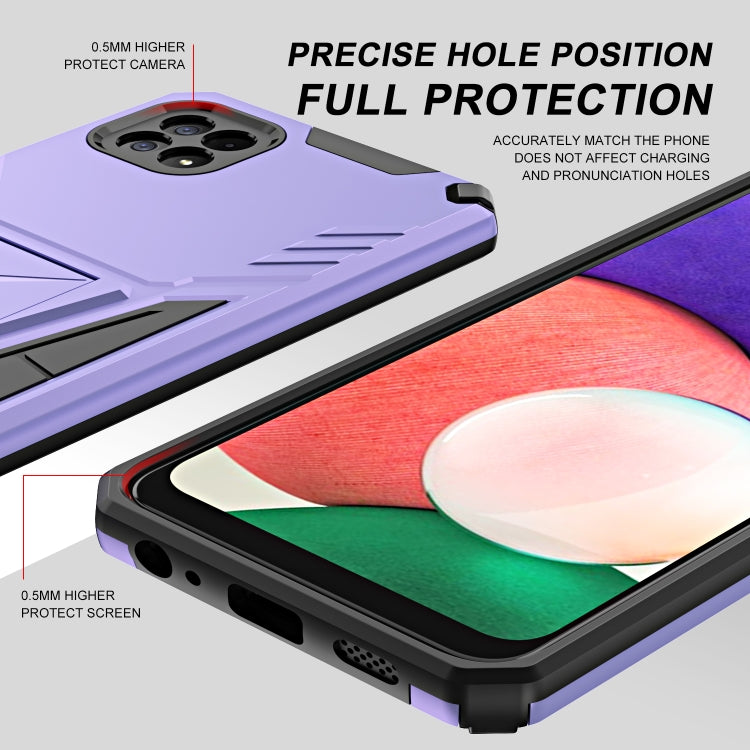 For Samsung Galaxy A22 5G Super V Armor PC + TPU Shockproof Case with Invisible Holder