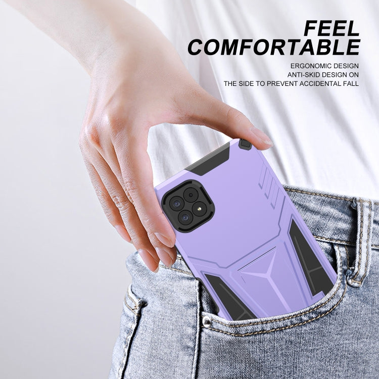 For Samsung Galaxy A22 5G Super V Armor PC + TPU Shockproof Case with Invisible Holder