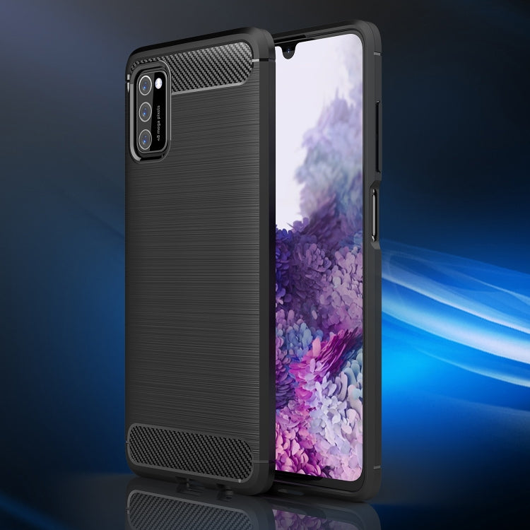 For Samsung Galaxy A03s 166mm Brushed Texture Carbon Fiber TPU Case