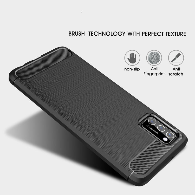 For Samsung Galaxy A03s 166mm Brushed Texture Carbon Fiber TPU Case
