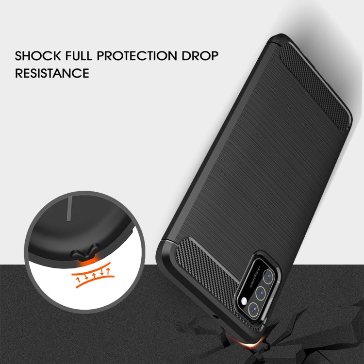 For Samsung Galaxy A03s 166mm Brushed Texture Carbon Fiber TPU Case