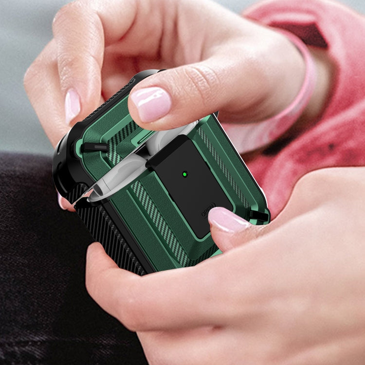 Diamond Texture Earphone Protective Case with Switch & Hook For AirPods 1 / 2