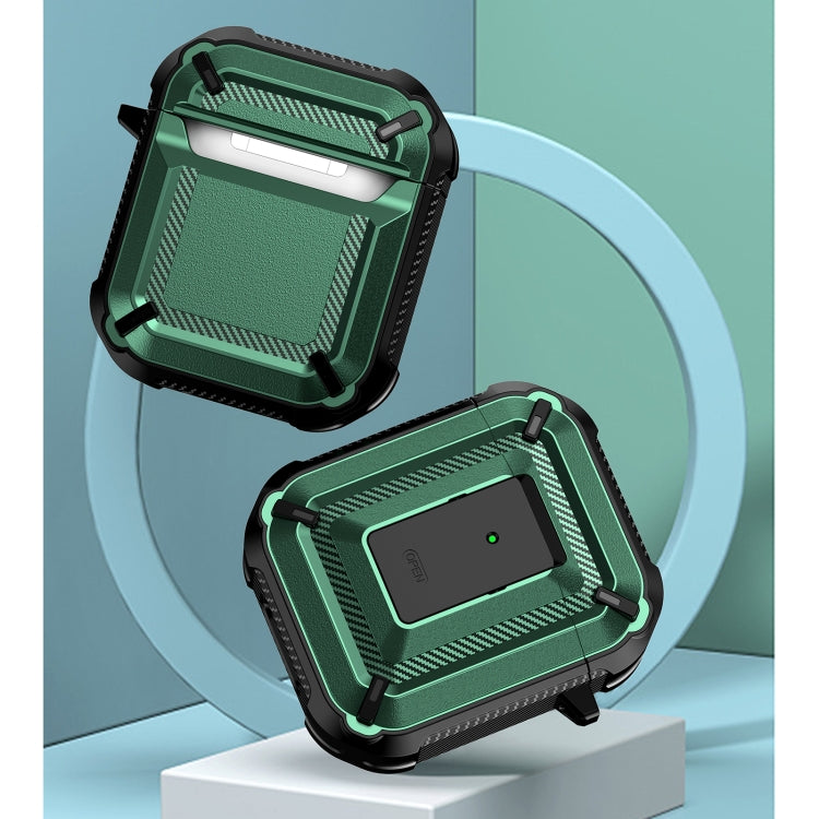 Diamond Texture Earphone Protective Case with Switch & Hook For AirPods 1 / 2