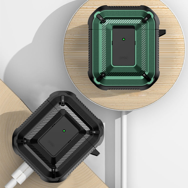 Diamond Texture Earphone Protective Case with Switch & Hook For AirPods 1 / 2