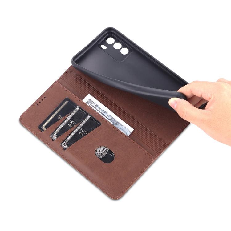 For U-MAGIC 30e AZNS Magnetic Calf Texture Horizontal Flip Leather Case with Card Slots & Holder & Wallet