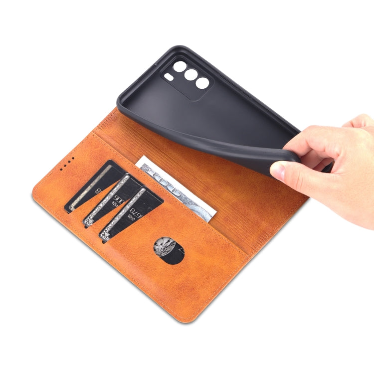 For U-MAGIC 30e AZNS Magnetic Calf Texture Horizontal Flip Leather Case with Card Slots & Holder & Wallet