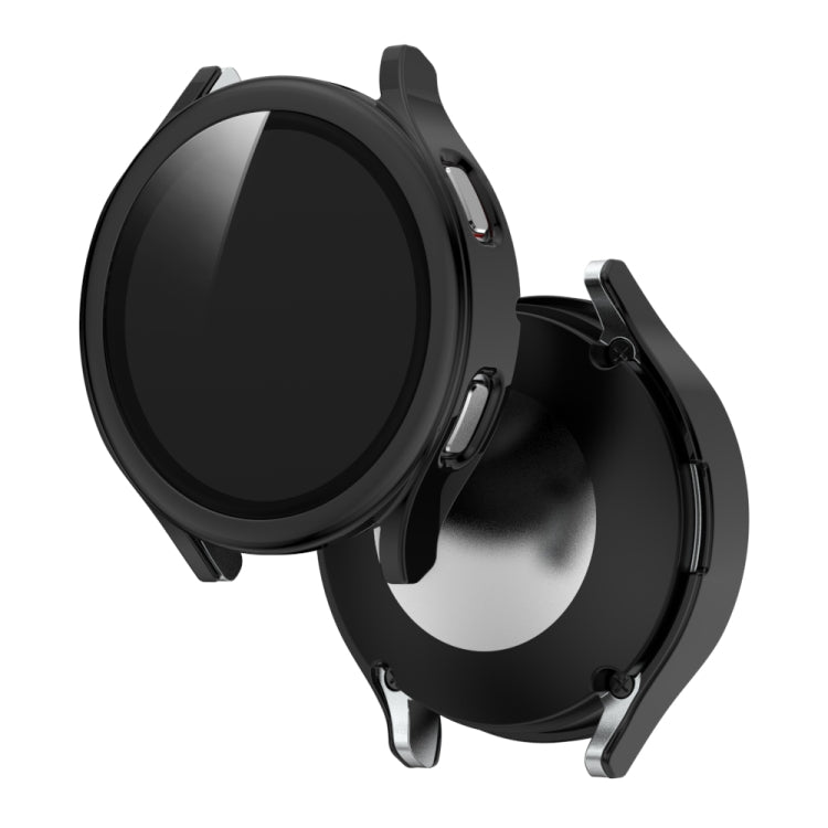 For Samsung Galaxy Watch4 44mm Electroplated PC + Tempered Glass Film Integrated Protective Case