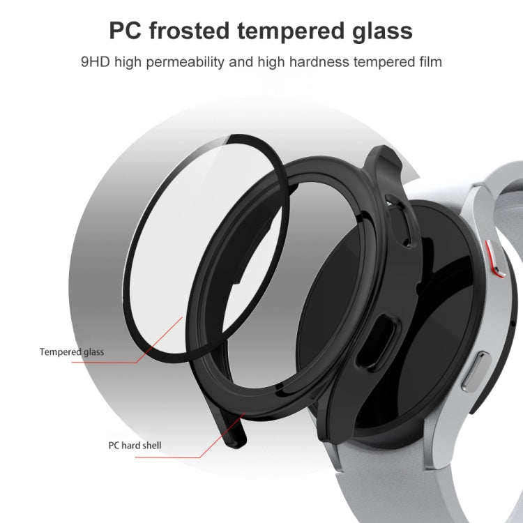 For Samsung Galaxy Watch4 44mm Electroplated PC + Tempered Glass Film Integrated Protective Case