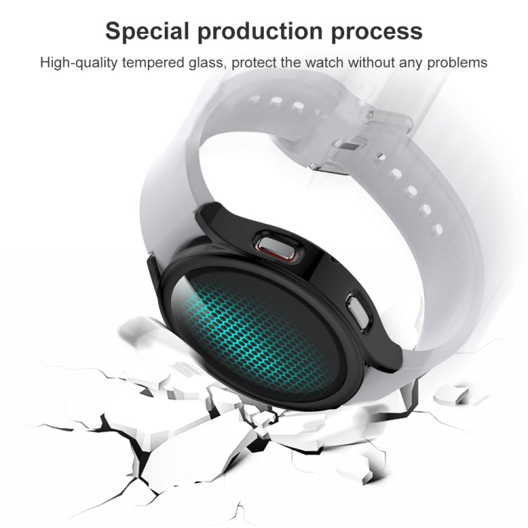 For Samsung Galaxy Watch4 44mm Electroplated PC + Tempered Glass Film Integrated Protective Case