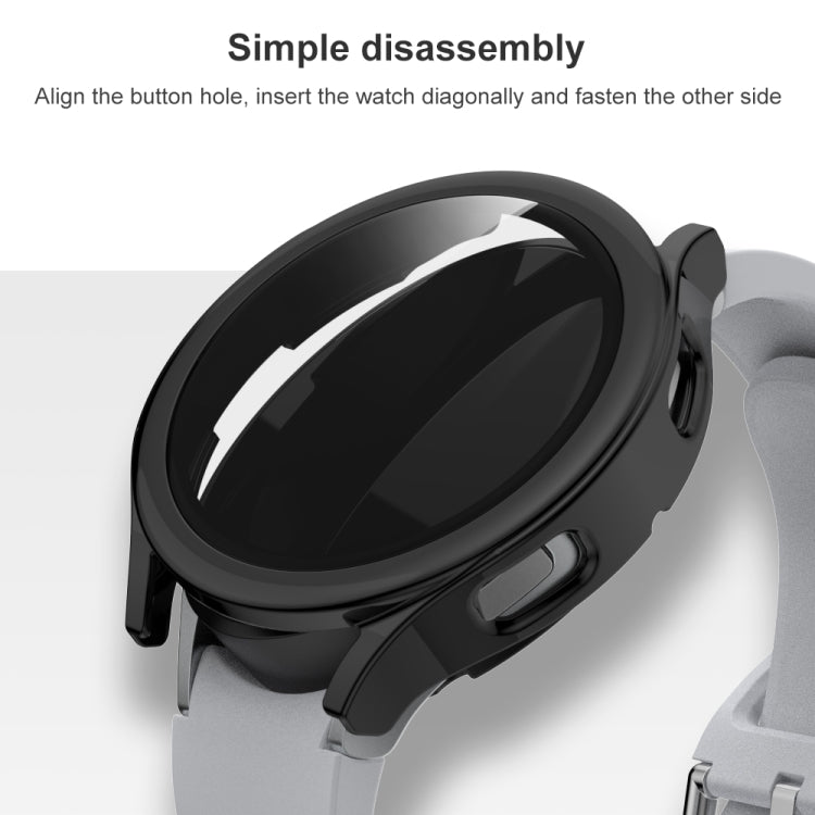 For Samsung Galaxy Watch4 44mm Electroplated PC + Tempered Glass Film Integrated Protective Case