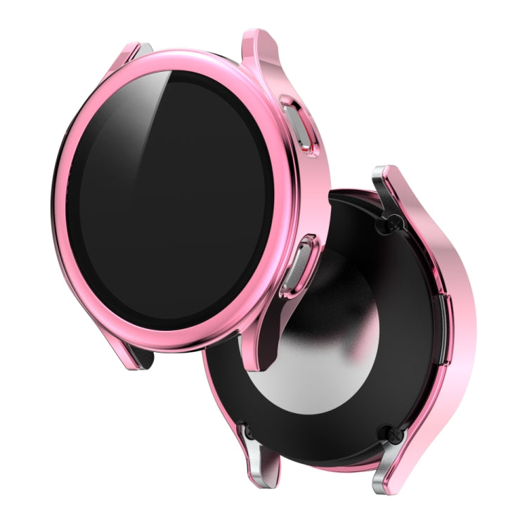 For Samsung Galaxy Watch4 44mm Electroplated PC + Tempered Glass Film Integrated Protective Case