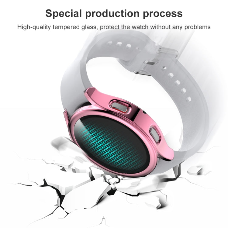 For Samsung Galaxy Watch4 44mm Electroplated PC + Tempered Glass Film Integrated Protective Case