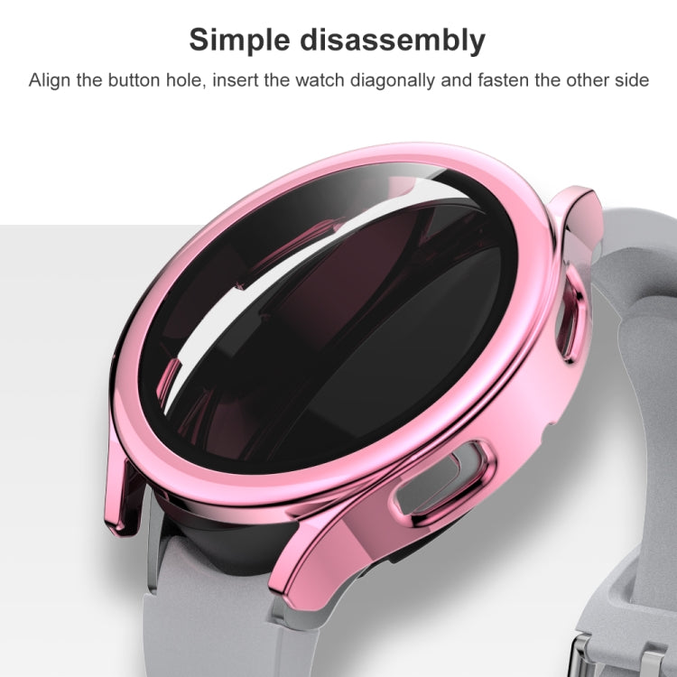 For Samsung Galaxy Watch4 44mm Electroplated PC + Tempered Glass Film Integrated Protective Case