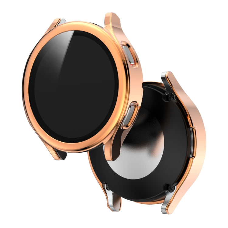 For Samsung Galaxy Watch4 44mm Electroplated PC + Tempered Glass Film Integrated Protective Case