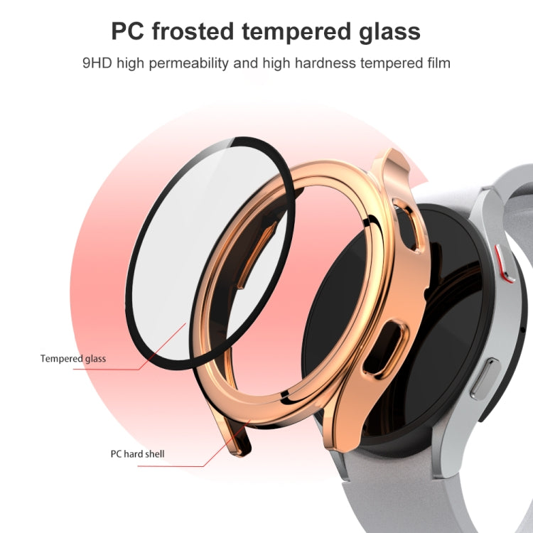 For Samsung Galaxy Watch4 44mm Electroplated PC + Tempered Glass Film Integrated Protective Case