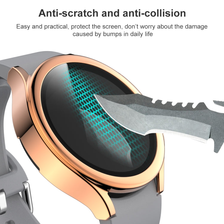 For Samsung Galaxy Watch4 44mm Electroplated PC + Tempered Glass Film Integrated Protective Case