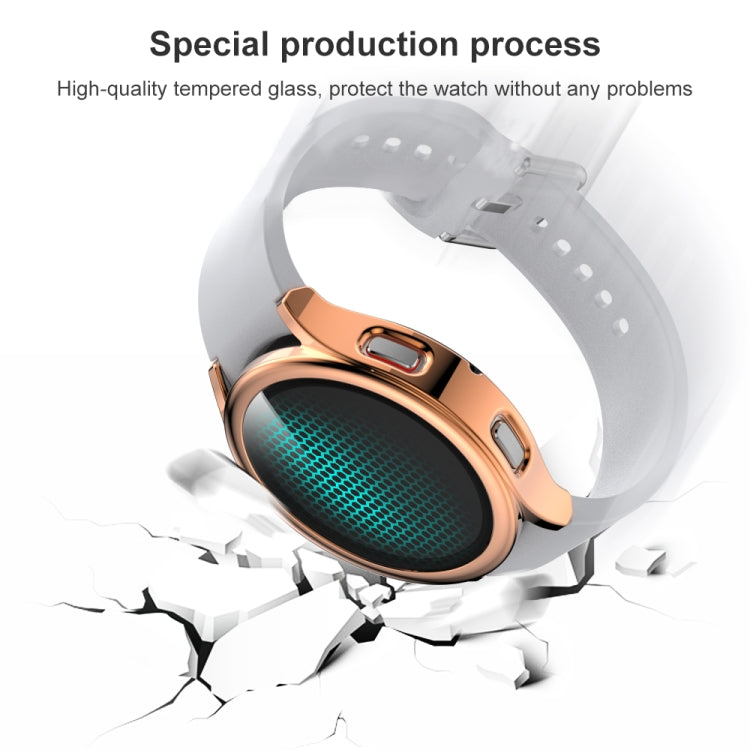 For Samsung Galaxy Watch4 44mm Electroplated PC + Tempered Glass Film Integrated Protective Case