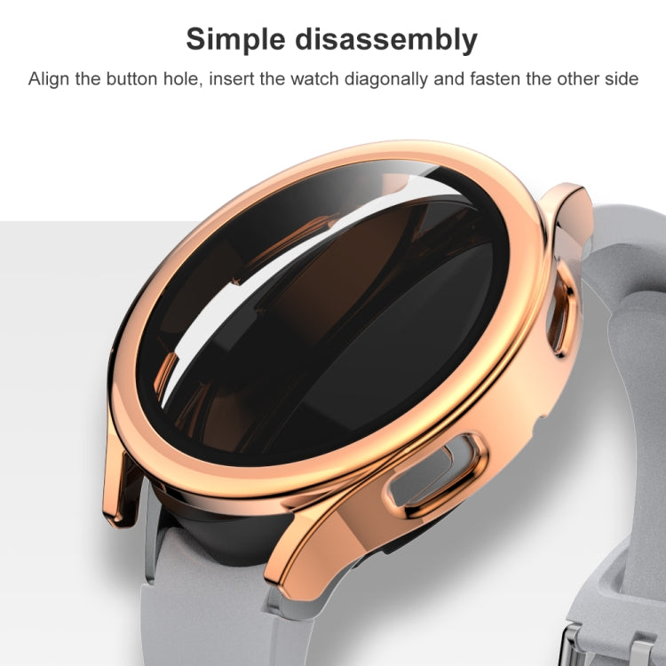 For Samsung Galaxy Watch4 44mm Electroplated PC + Tempered Glass Film Integrated Protective Case