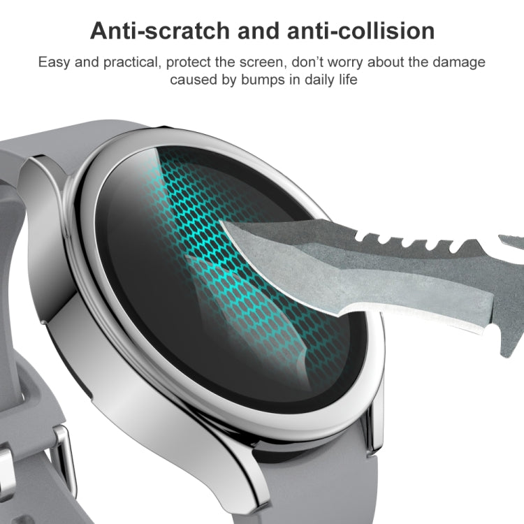 For Samsung Galaxy Watch4 44mm Electroplated PC + Tempered Glass Film Integrated Protective Case