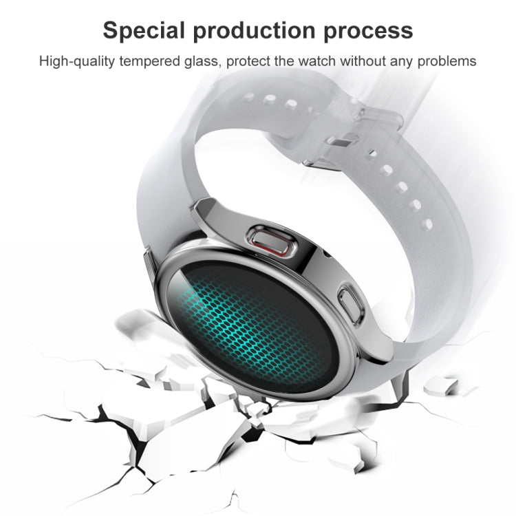 For Samsung Galaxy Watch4 44mm Electroplated PC + Tempered Glass Film Integrated Protective Case