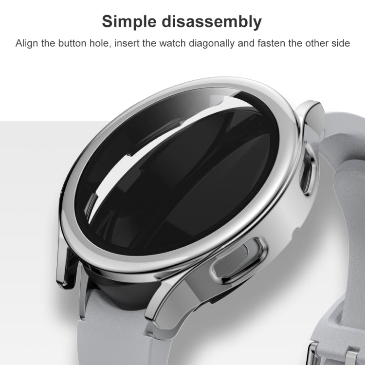For Samsung Galaxy Watch4 44mm Electroplated PC + Tempered Glass Film Integrated Protective Case