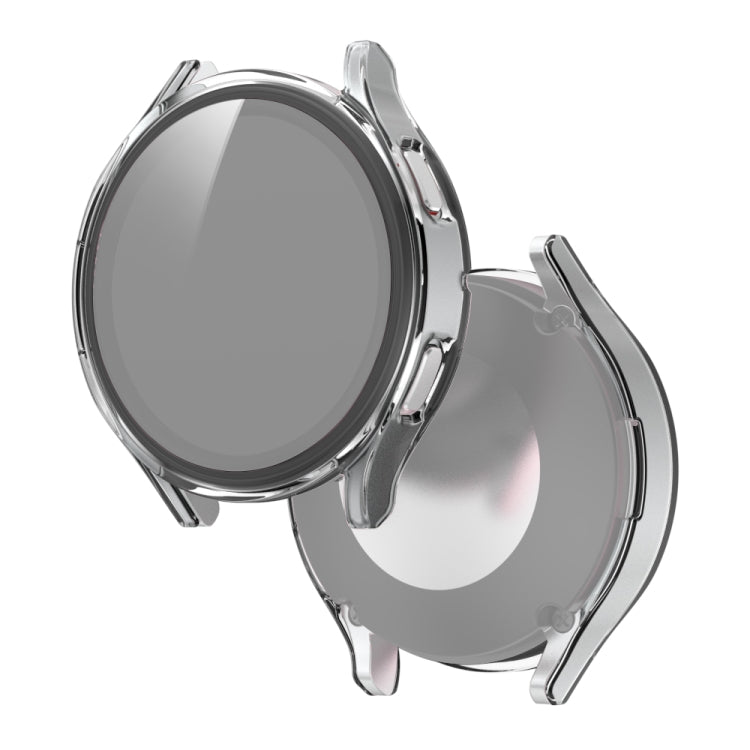 For Samsung Galaxy Watch4 44mm Electroplated PC + Tempered Glass Film Integrated Protective Case