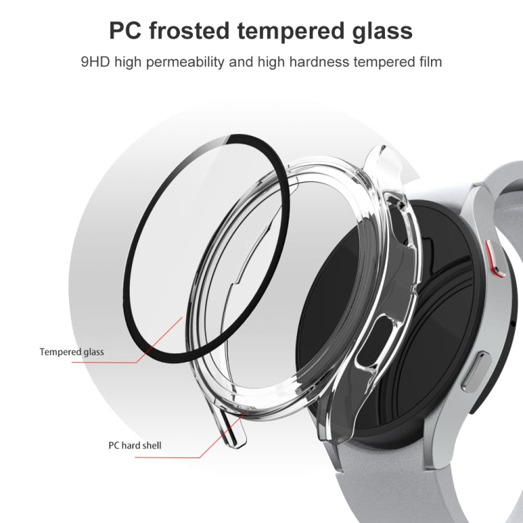 For Samsung Galaxy Watch4 44mm Electroplated PC + Tempered Glass Film Integrated Protective Case