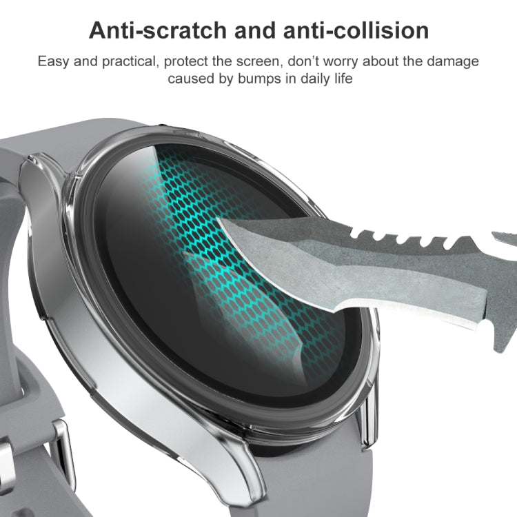 For Samsung Galaxy Watch4 44mm Electroplated PC + Tempered Glass Film Integrated Protective Case