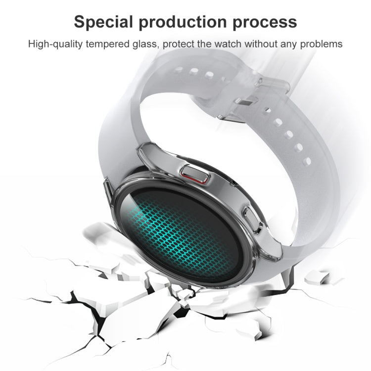 For Samsung Galaxy Watch4 44mm Electroplated PC + Tempered Glass Film Integrated Protective Case
